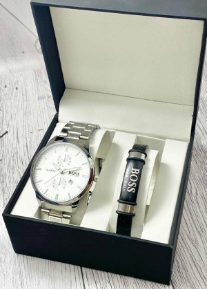 Подарочный набор для мужчины часы и браслет + коробка 171031